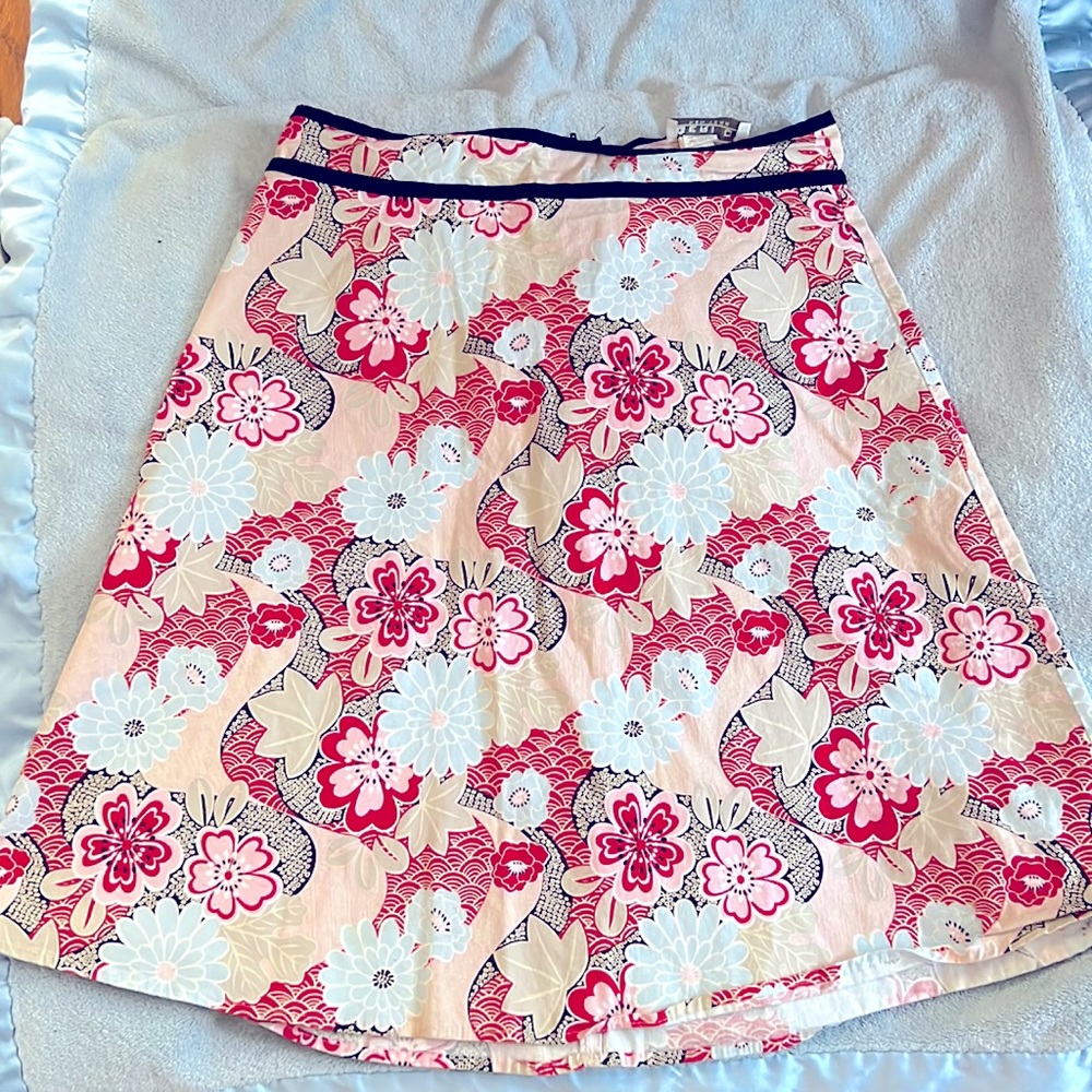 Cotton and Spandex floral print a-line skirt